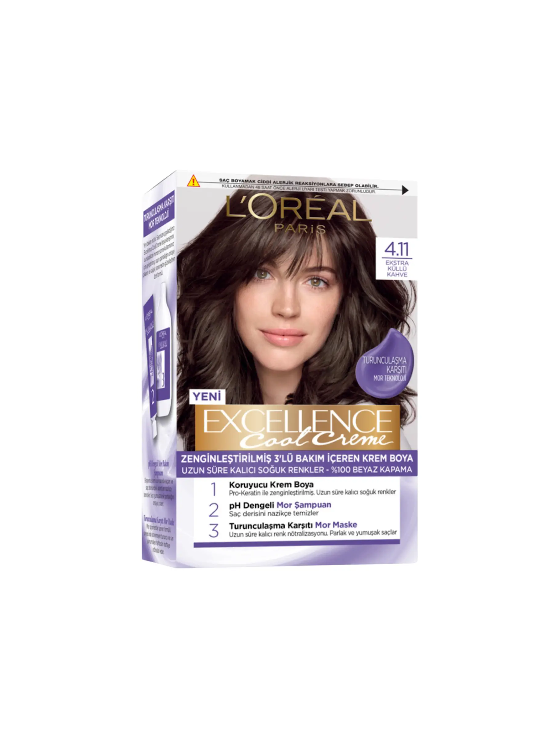 کیت رنگ مو لورآل شماره 4.11 قهوه ای دودی