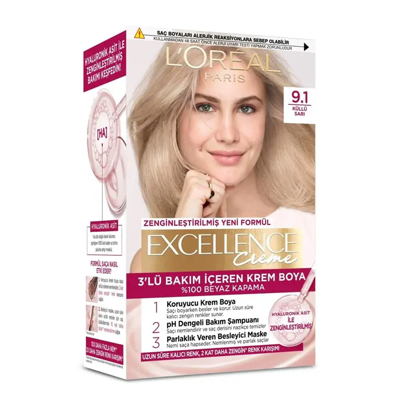 کیت رنگ مو لورآل شماره 9.1 بلوند دودی روشن