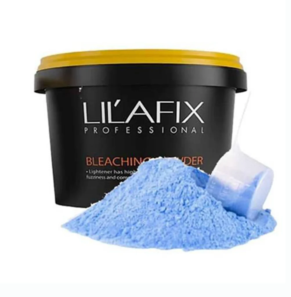 پودر دکلره لیلافیکس 2کیلویی آبی بدون آمونیاک خنثی کننده تن زرد