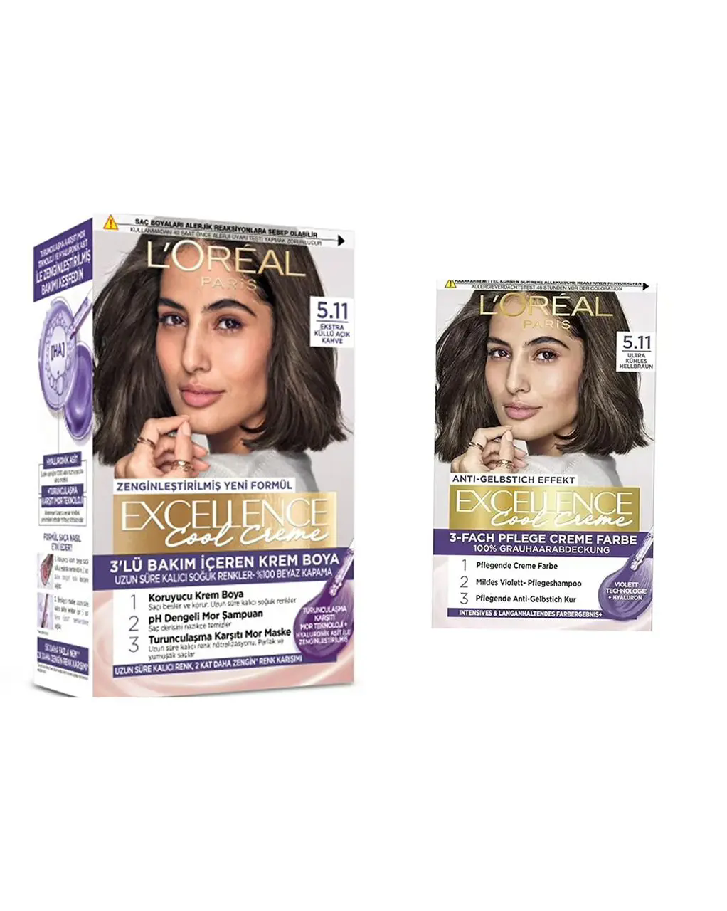 کیت رنگ مو لورآل شماره 5.11 دو عددی