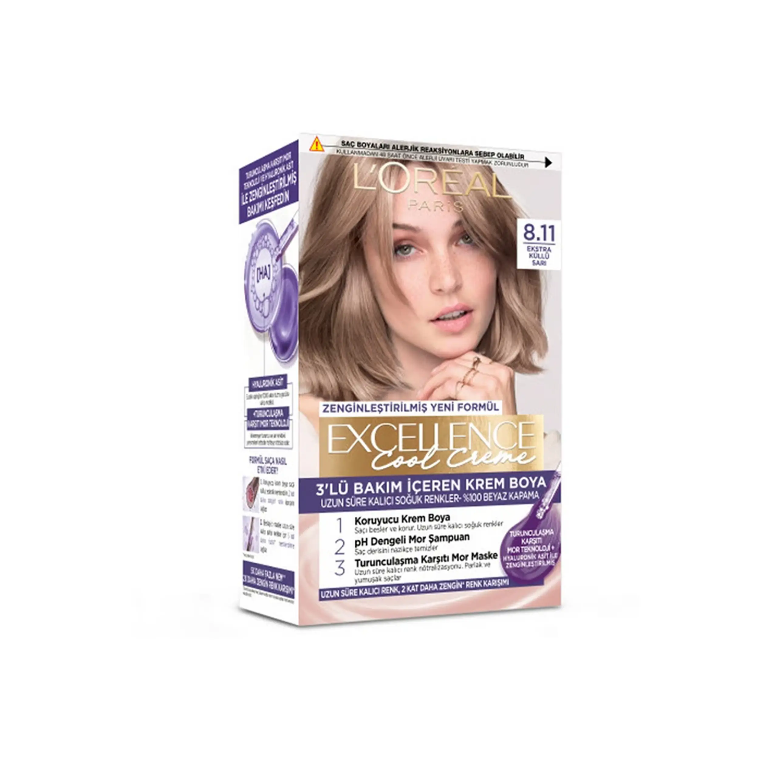 کیت رنگ مو لورآل شماره 8.11 بلوند دودی