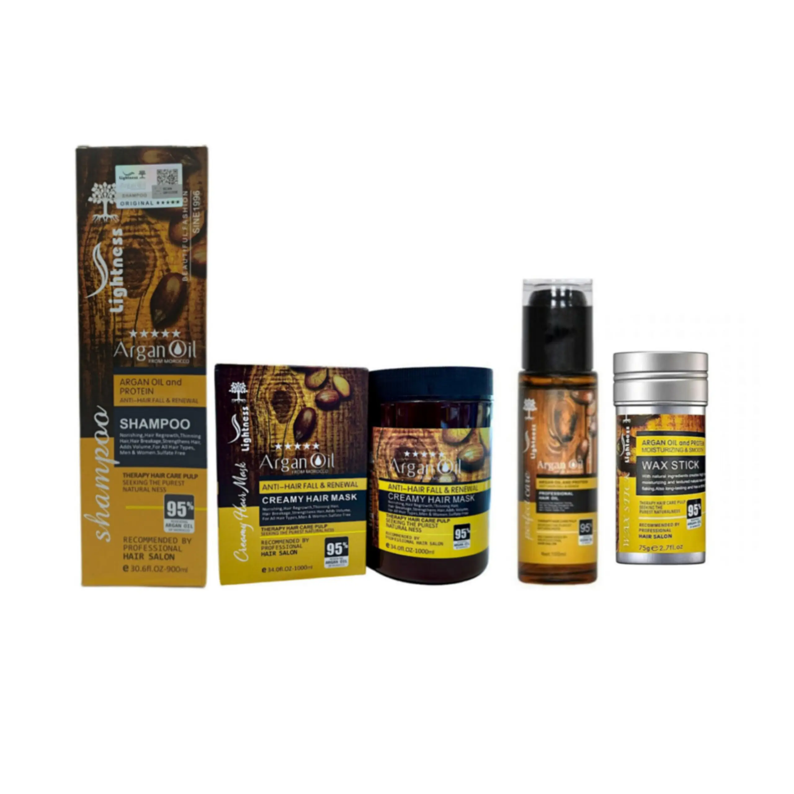 پک آرگان پنج ستاره 4عددی شامپو+ماسک مو+وزگیر+روغن