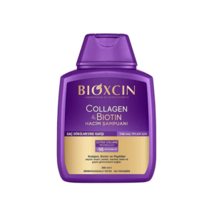 شامپو حجم دهنده و ضد ریزش بیوکسین بنفش BIOXCIN کلاژن و کراتین حجم 300 میل