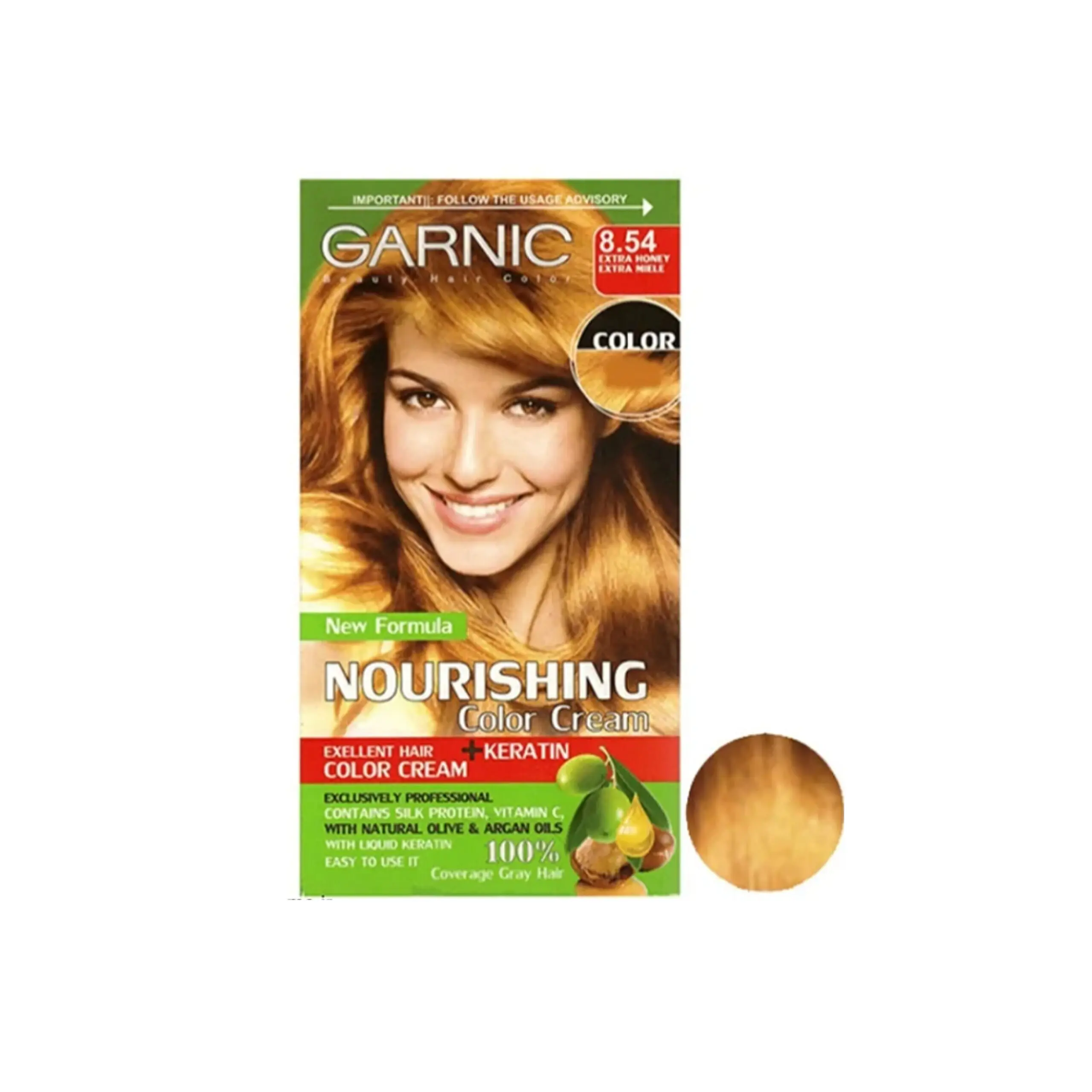 کیت رنگ مو زنانه گارنیک شماره 8.54 عسلی روشن GARNIC